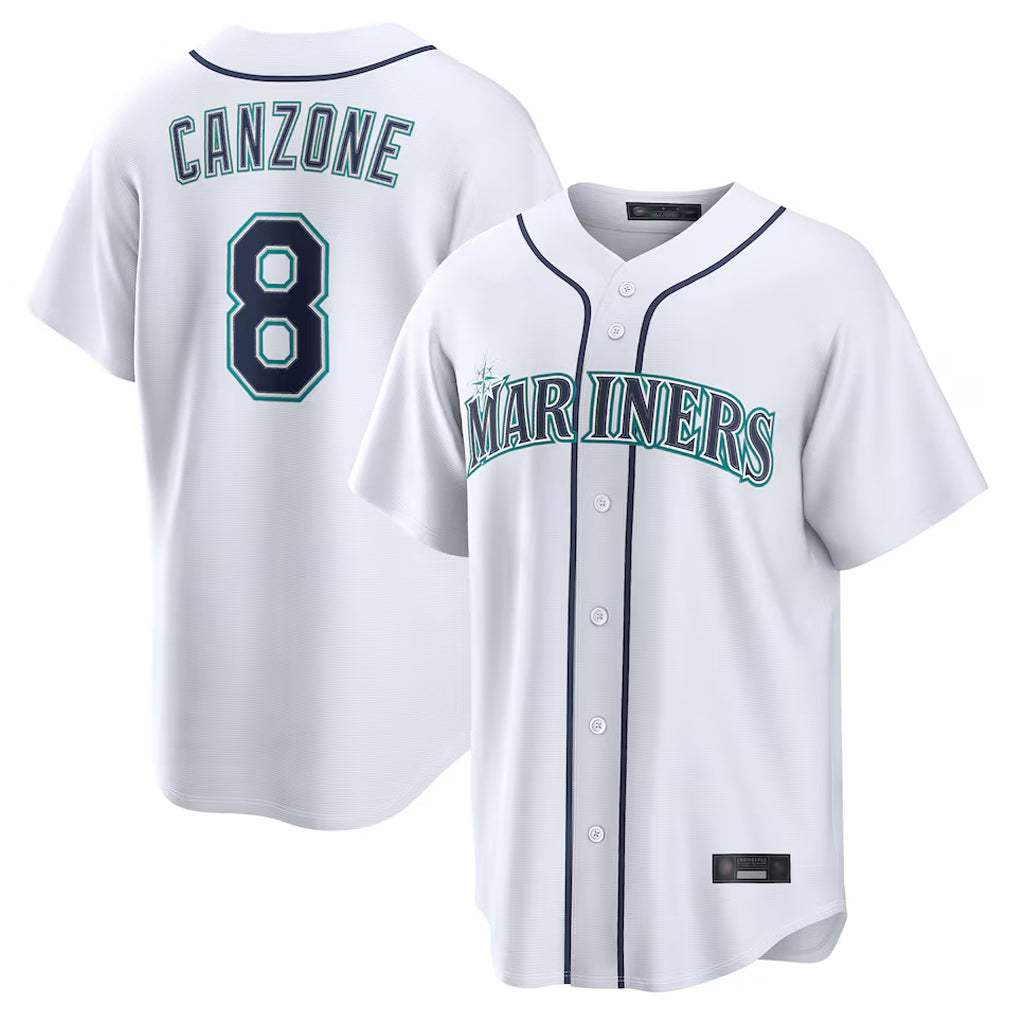 Ndoa S.Mariners #8 Dominic Canzone Player White Home Game Stitched Jerseys