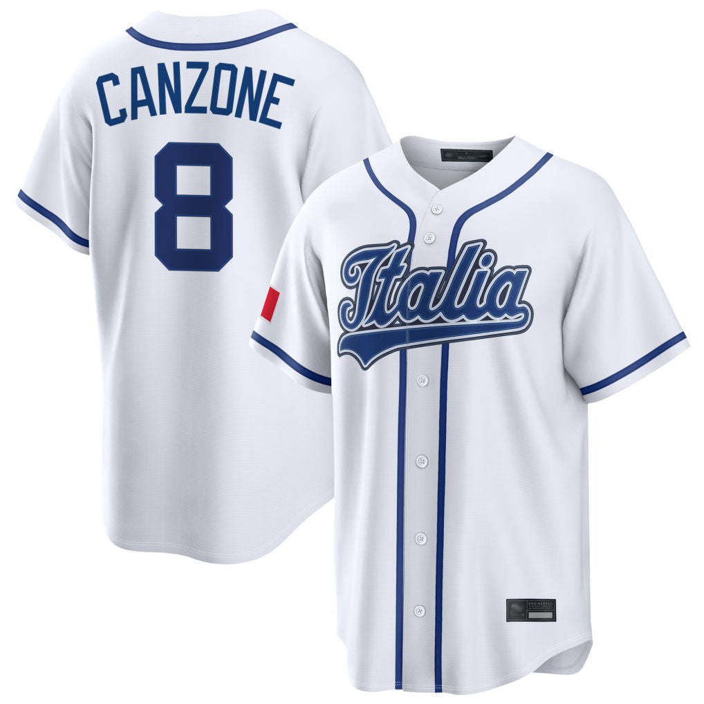 Ndoa S.Mariners #8 Dominic Canzone Player White Italy 2026 World Classic Home Game Stitched Jerseys