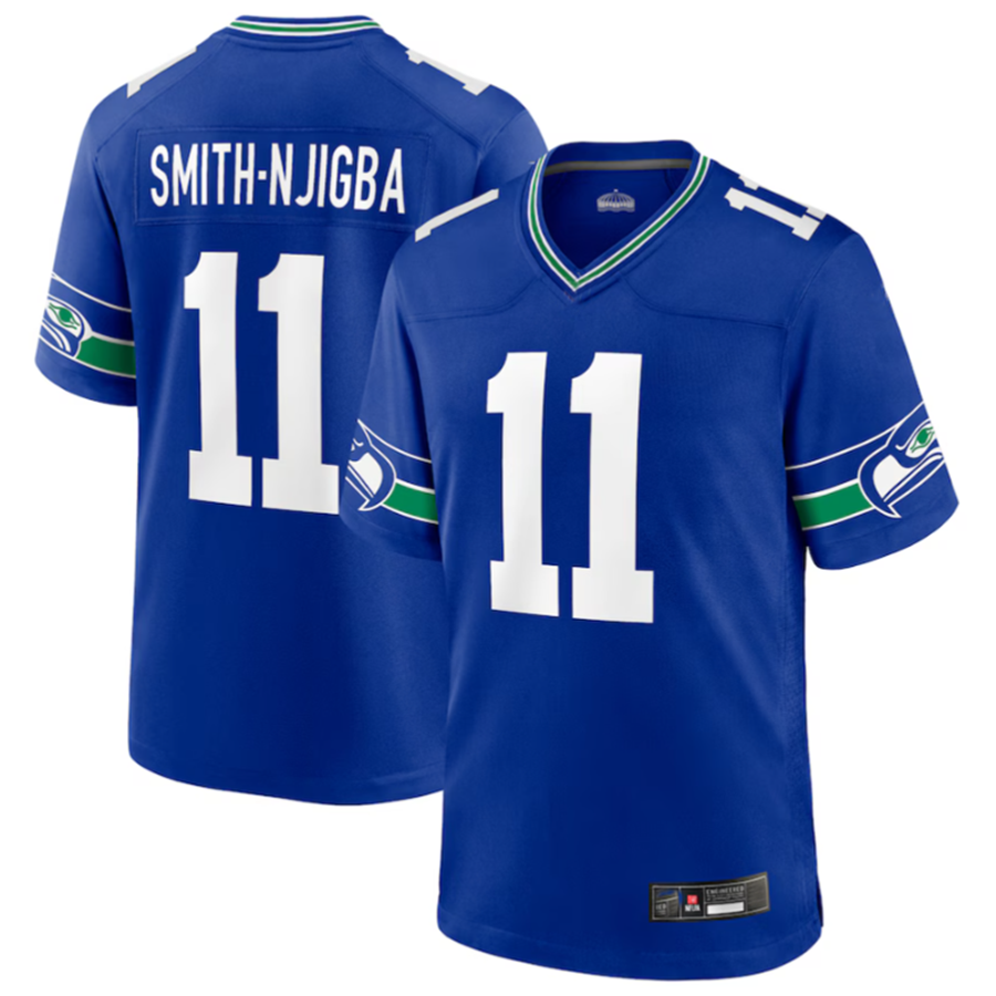 Ndoa S.Seahawks #11 Jaxon Smith-Njigba Royal Throwback Player Game Stitched American Stitched Jerseys