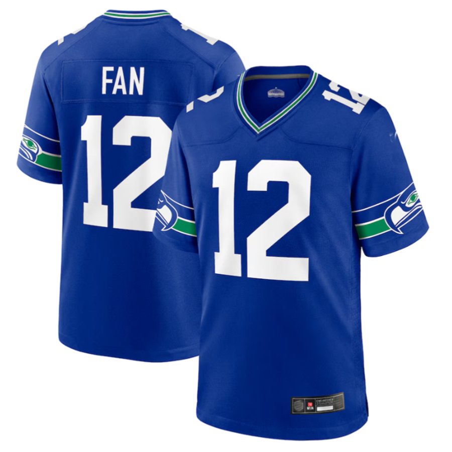 Ndoa S.Seahawks #12 12s Royal Throwback Player Game Jersey Stitched American Stitched Jerseys