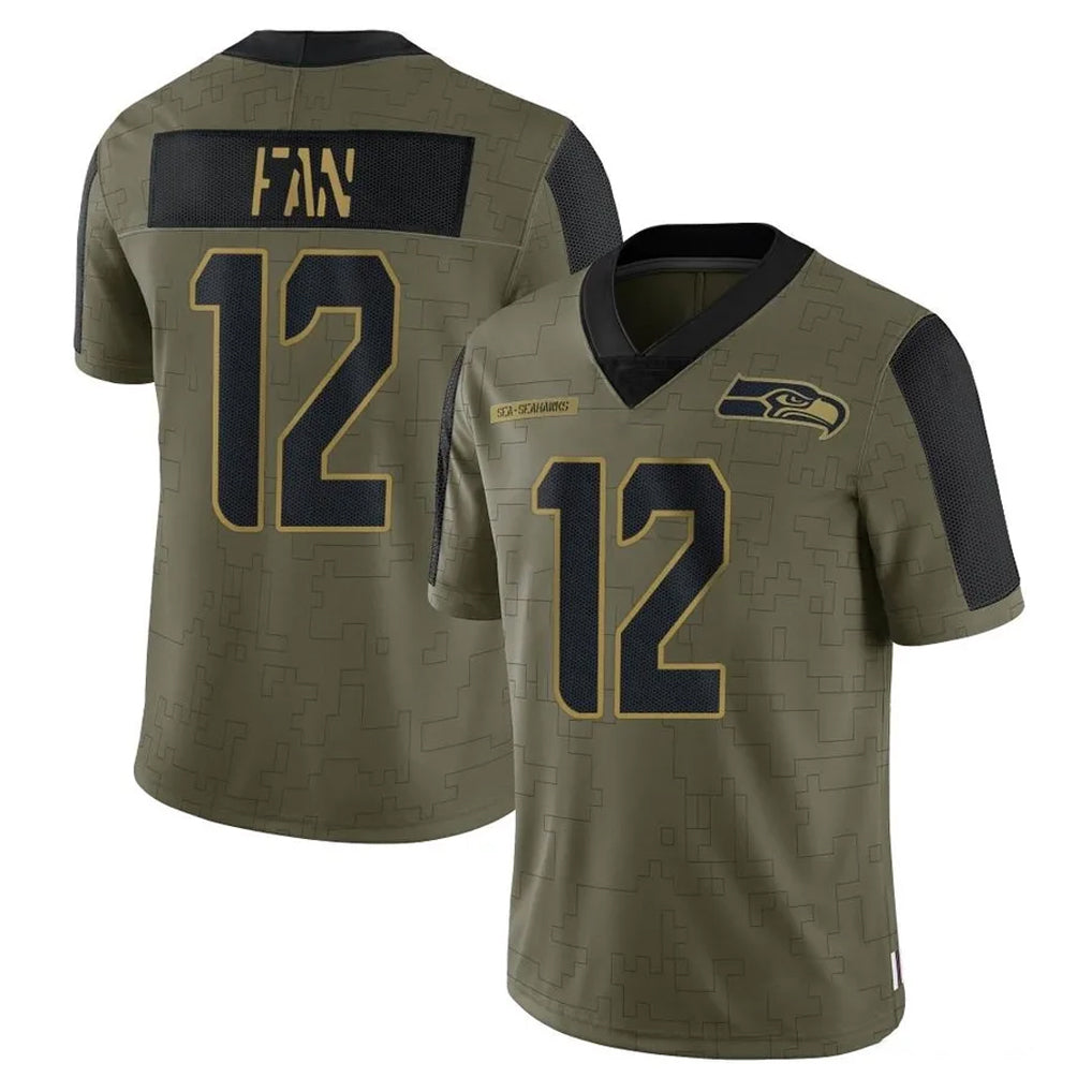 Ndoa S.Seahawks #12 12th Fan Player Olive Salute To Service Limited Game Stitched Jerseys