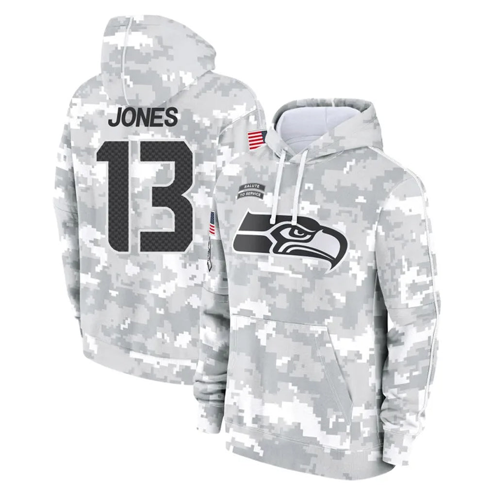 Ndoa S.Seahawks #13 Ernest Jones IV Player Arctic Camo Limited Salute to Service Pullover Hoodies Game Stitched Jerseys
