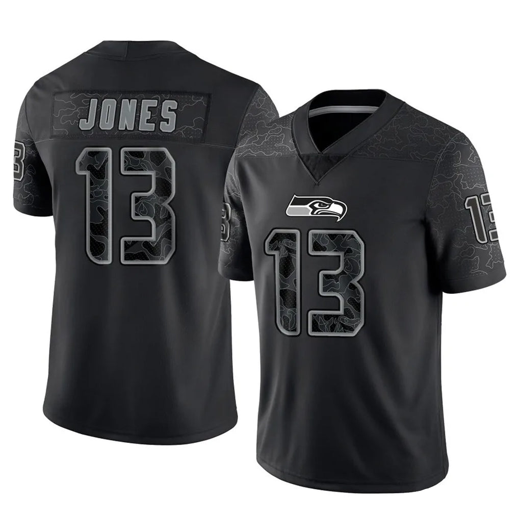 Ndoa S.Seahawks #13 Ernest Jones IV Player Black Limited Reflective Home Game Stitched Jerseys