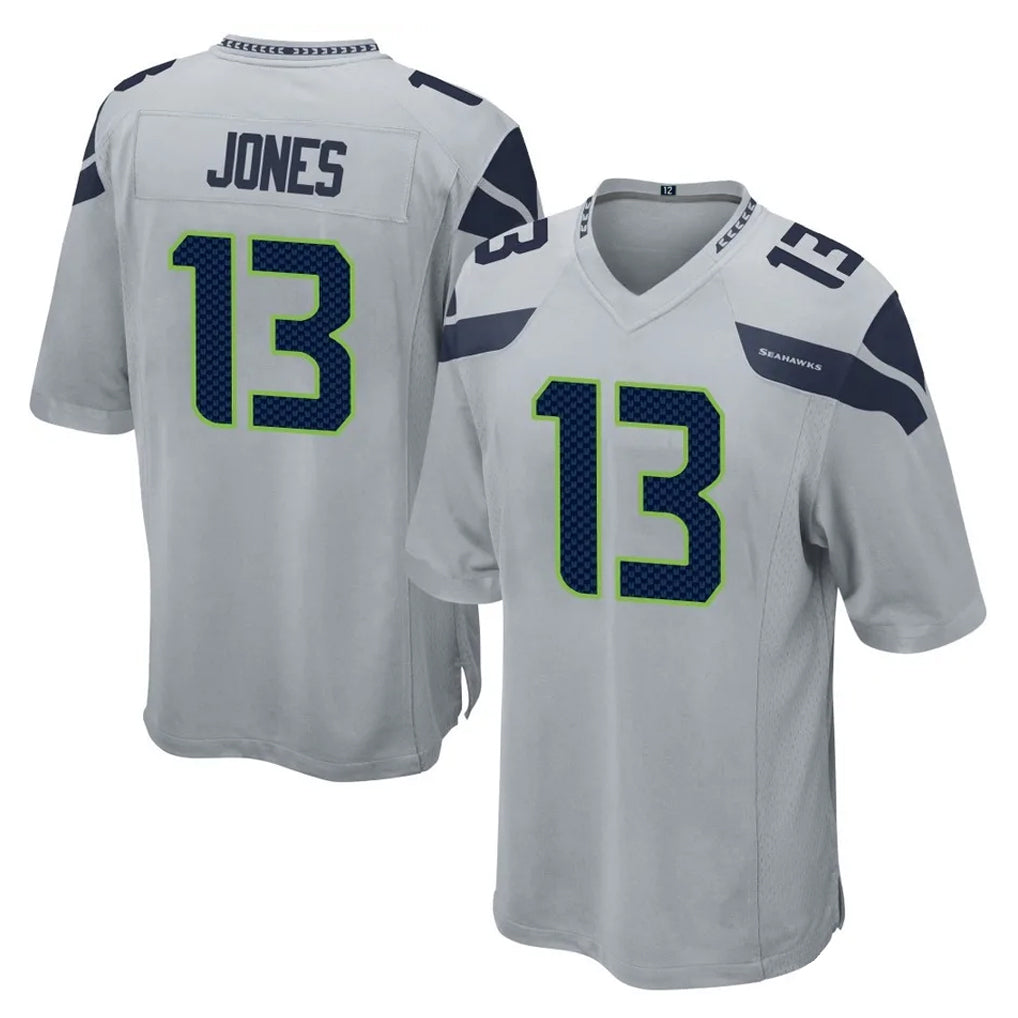 Ndoa S.Seahawks #13 Ernest Jones IV Player Gray Home Game Stitched Jerseys