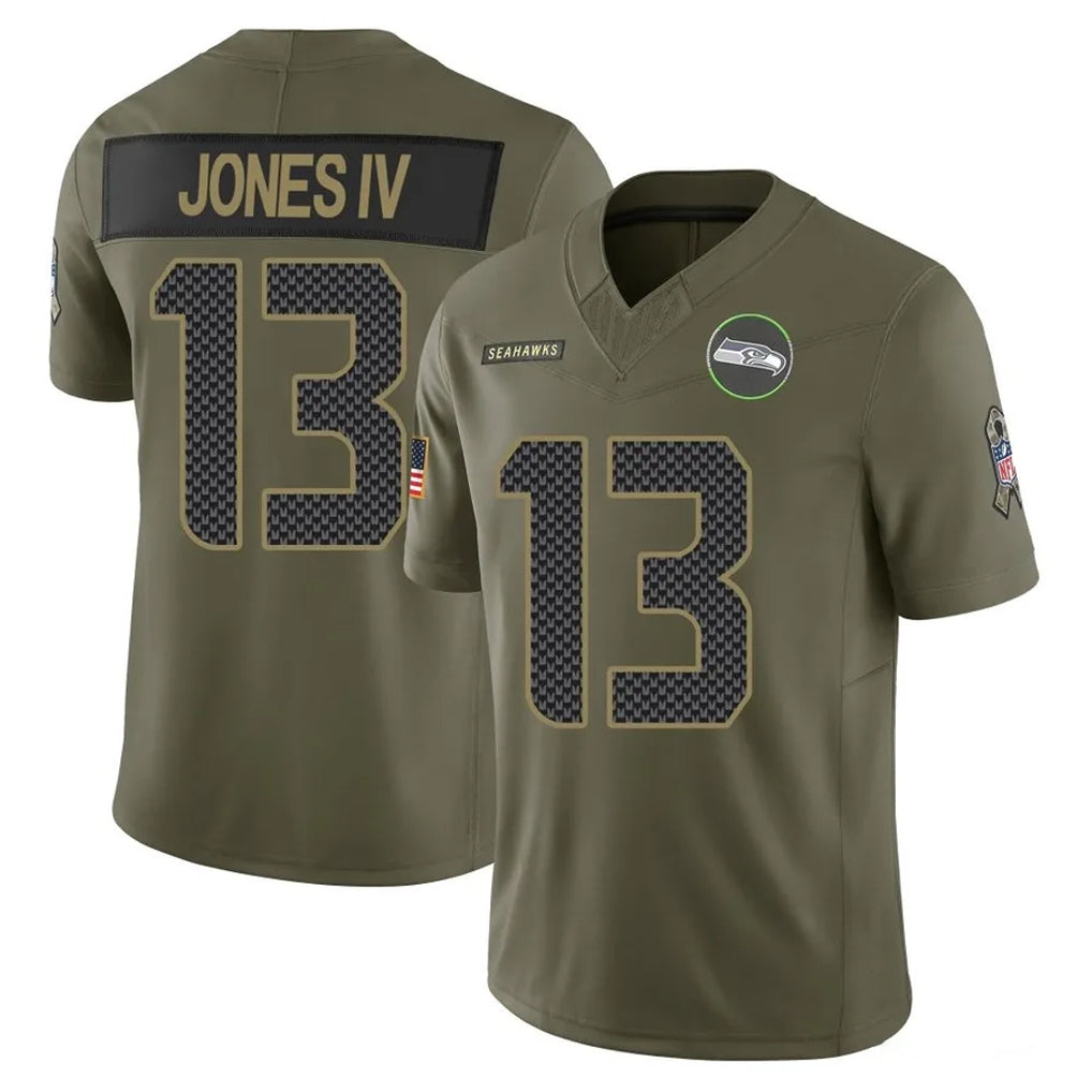 Ndoa S.Seahawks #13 Ernest Jones IV Player Olive 2025 Salute To Service Limited Home Game Stitched Jerseys