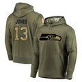 Ndoa S.Seahawks #13 Ernest Jones IV Player Olive Salute to Service Pullover Hoodie Home Game Stitched Jerseys