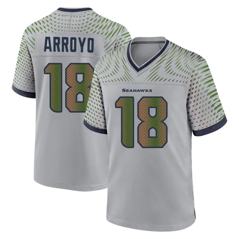 Ndoa S.Seahawks #18 Elijah Arroyo Player Grey 2025 Rivalries Collection Home Game Stitched Jerseys