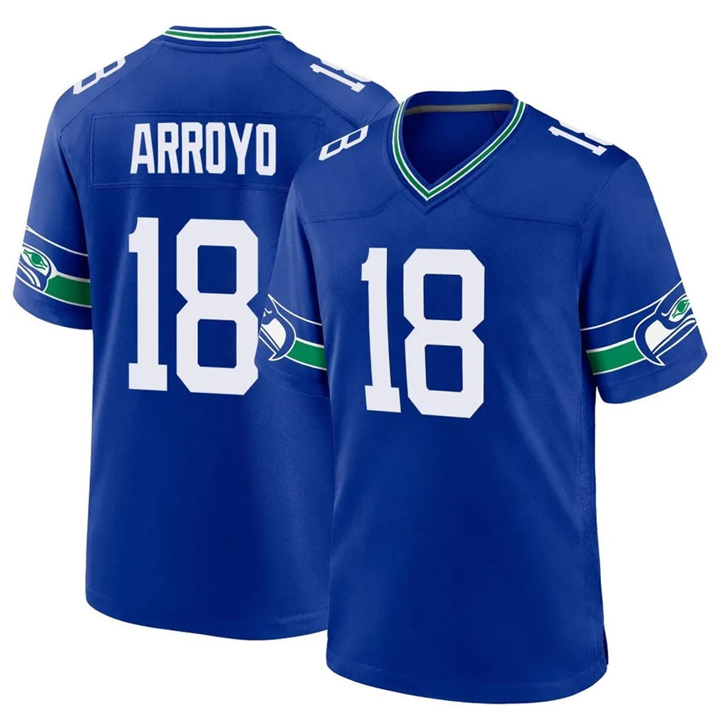 Ndoa S.Seahawks #18 Elijah Arroyo Player Royal Throwback Home Game Stitched Jerseys