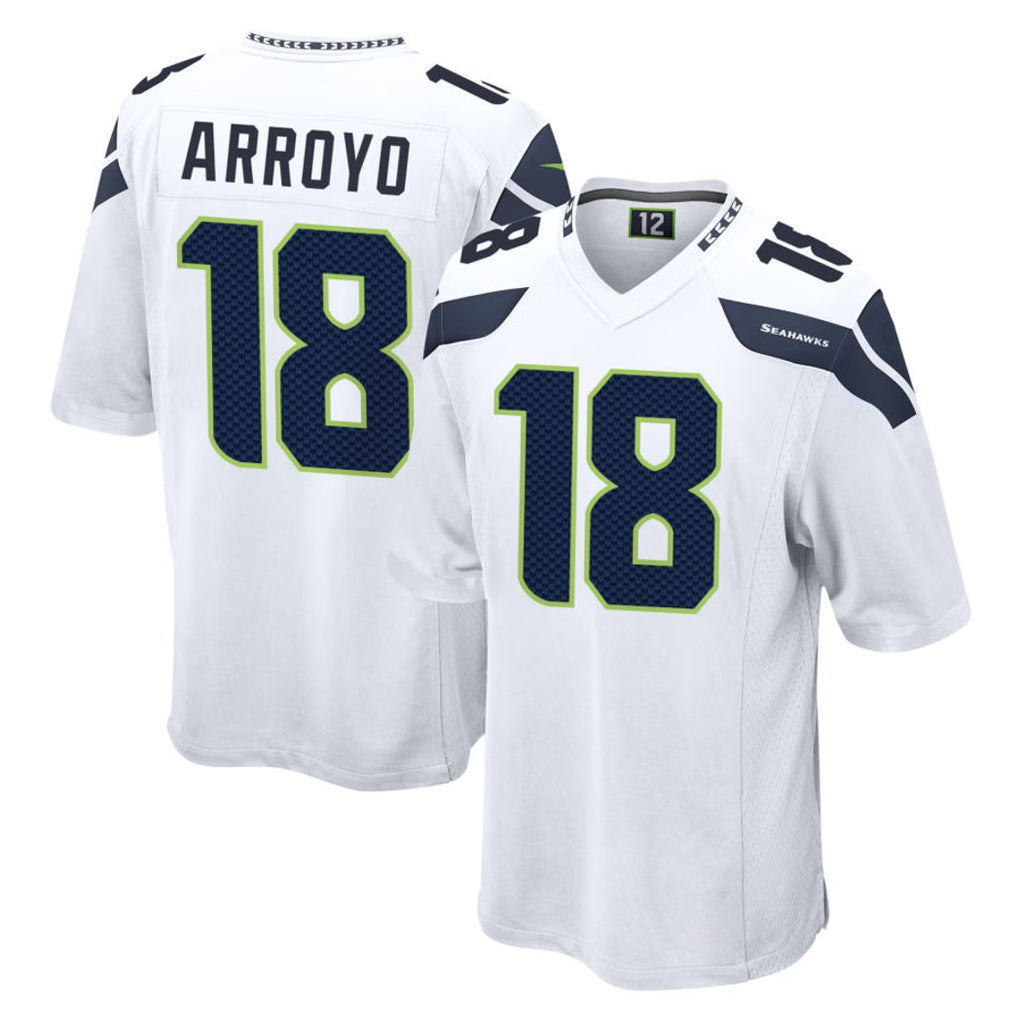 Ndoa S.Seahawks #18 Elijah Arroyo Player White Home Game Stitched Jerseys