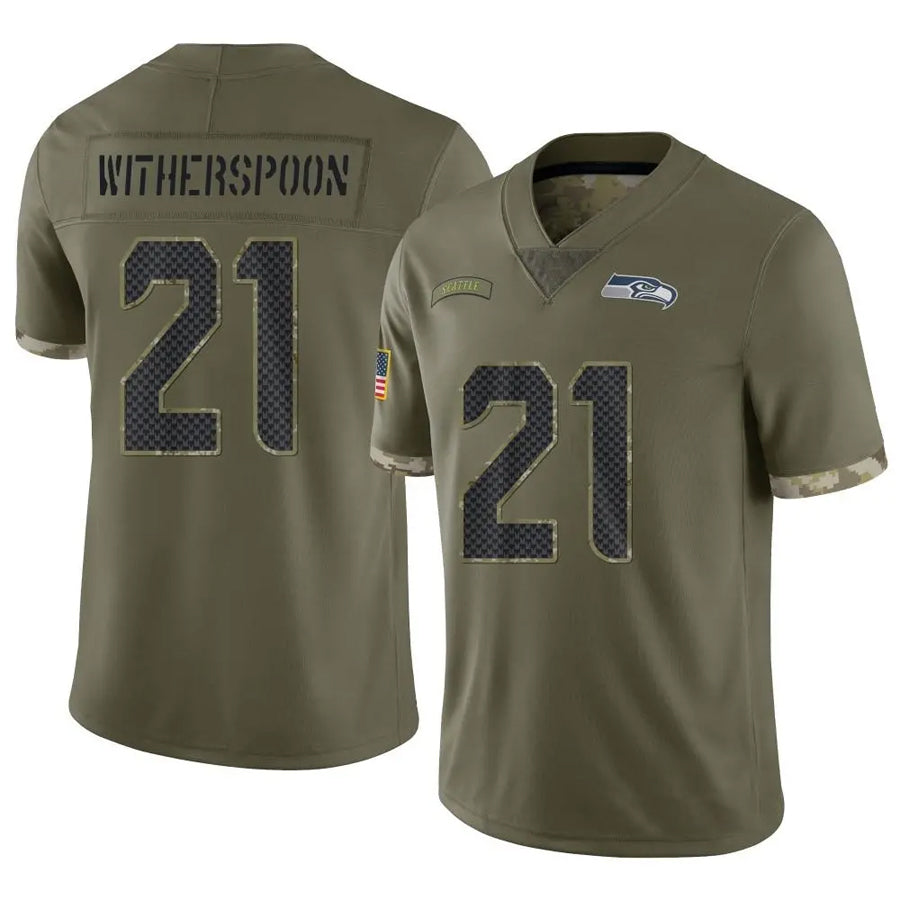 Ndoa S.Seahawks #21 Devon Witherspoon Player Salute to Service Olive Stitched Jerseys