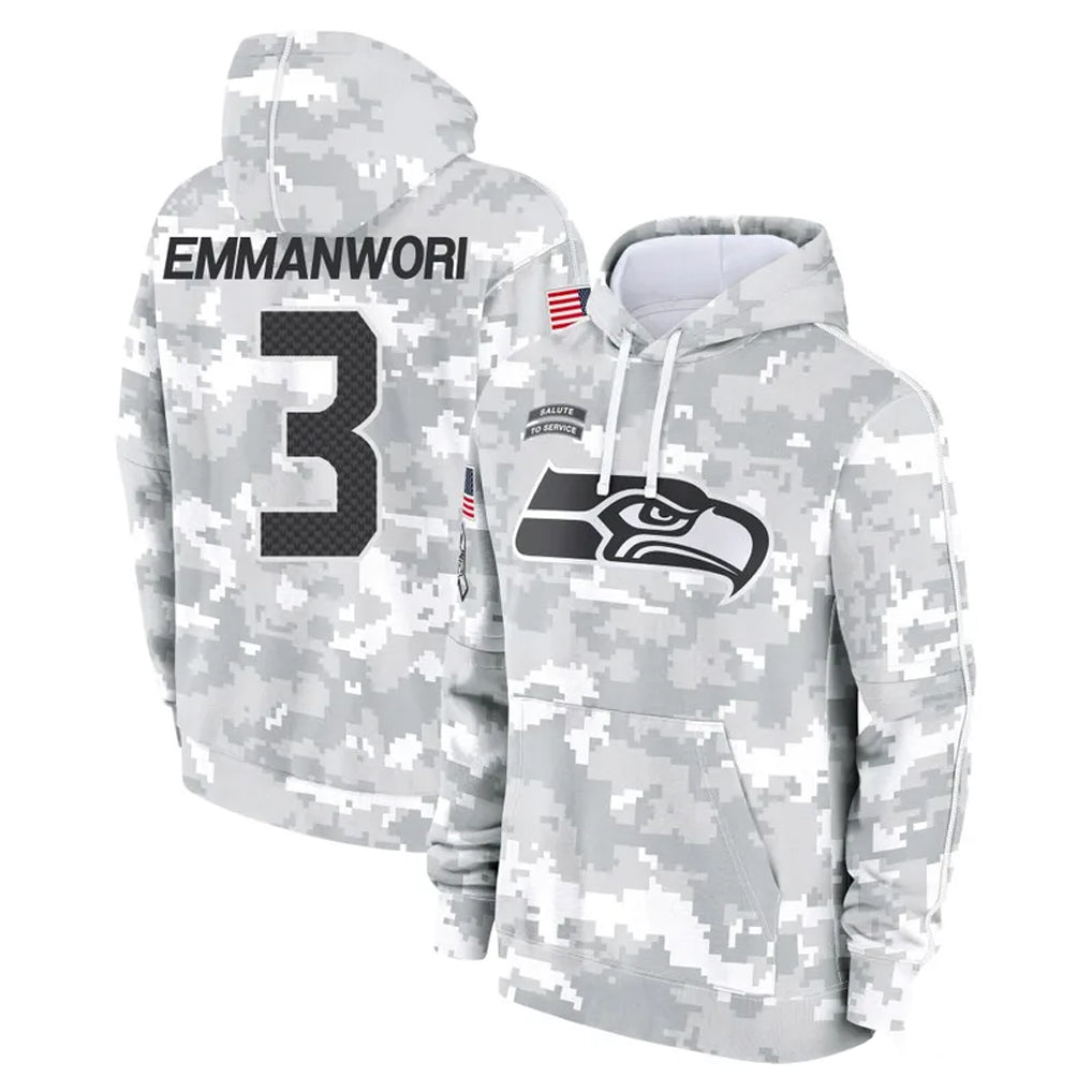 Ndoa S.Seahawks #3 Nick Emmanwori Player Arctic Camo Limited Salute to Service Pullover Hoodies Game Stitched Jerseys