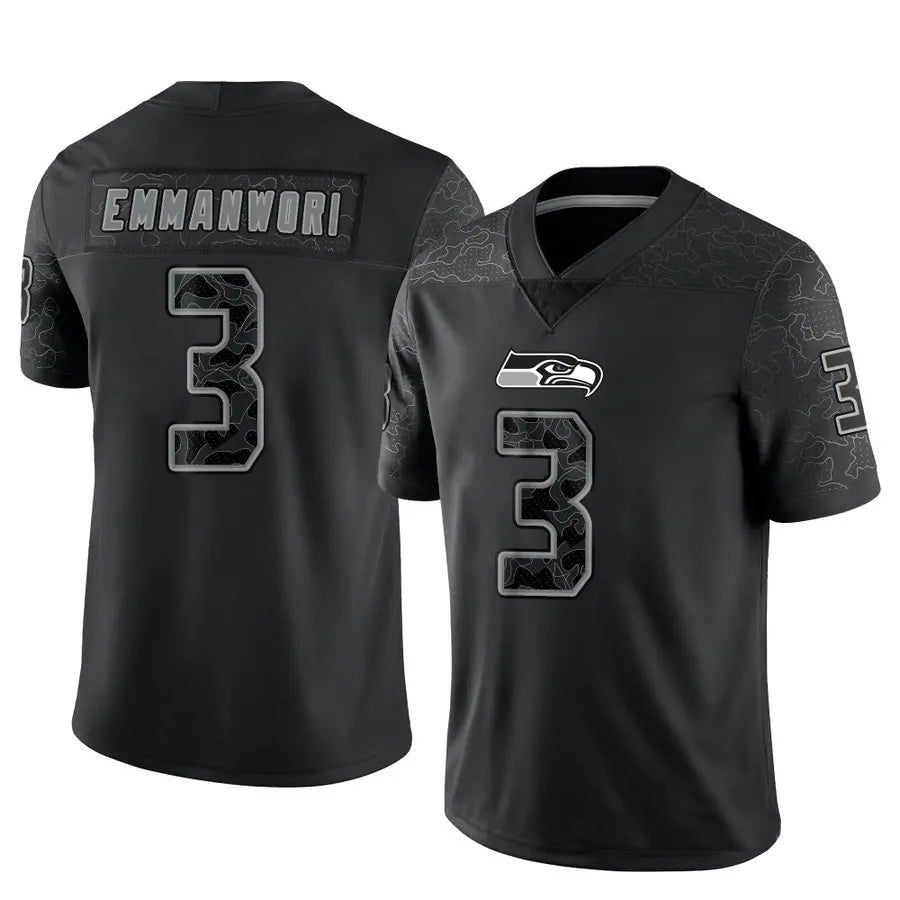 Ndoa S.Seahawks #3 Nick Emmanwori Player Black RFLCTV Limited Football Jerseys