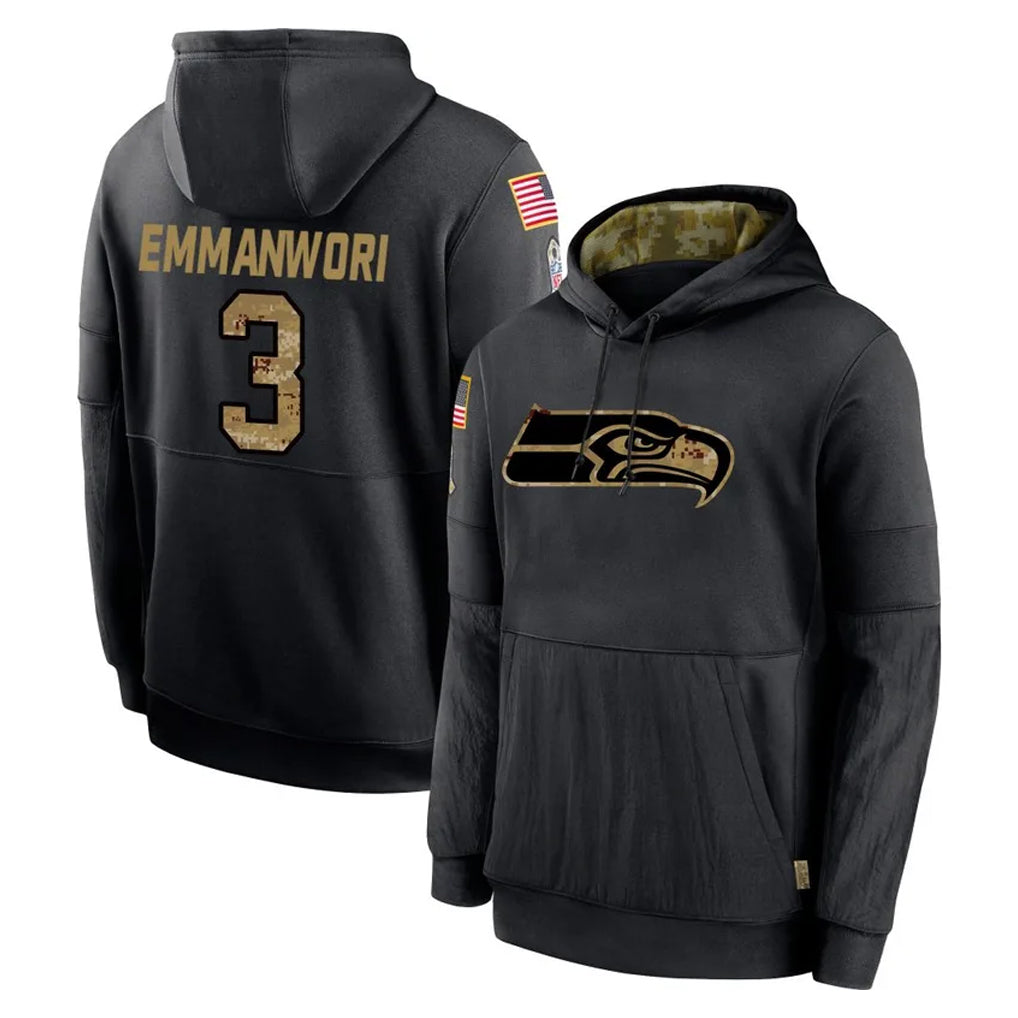 Ndoa S.Seahawks #3 Nick Emmanwori Player Black Salute to Service Hoodies Limited Game Stitched Jerseys