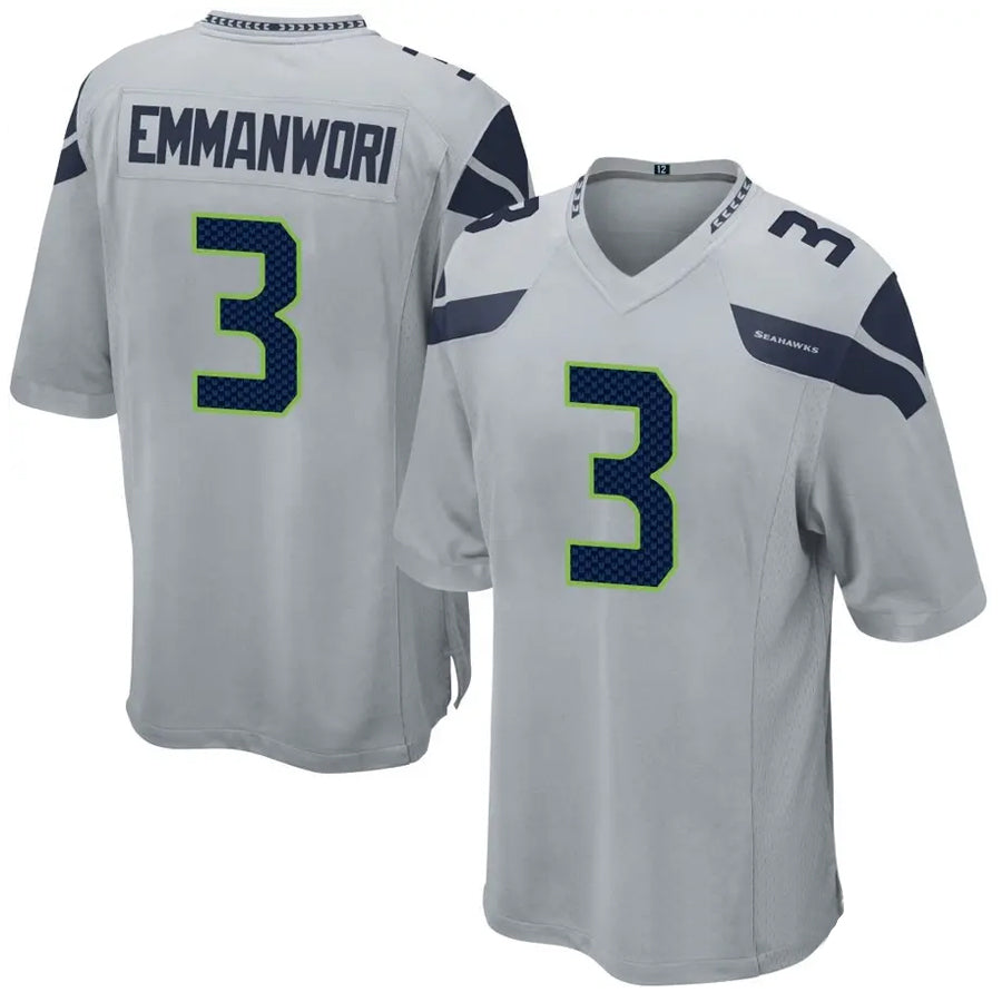 Ndoa S.Seahawks #3 Nick Emmanwori Player Grey Game Football Jerseys
