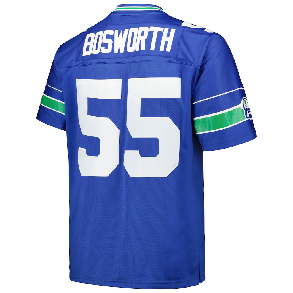 Ndoa S.Seahawks #55 Brian Bosworth Mitchell & Ness Royal Big & Tall 1987 Legacy Retired Player Stitched Puhic Jersey