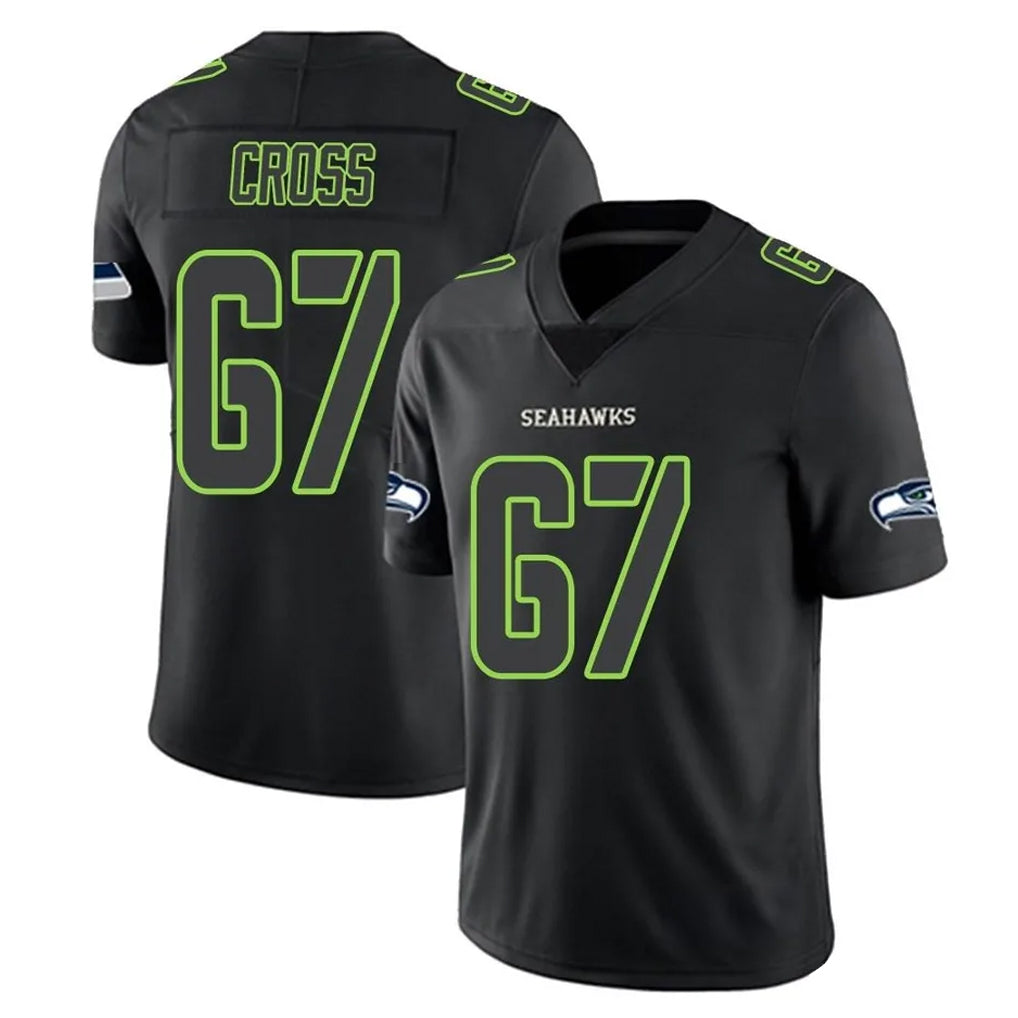 Ndoa S.Seahawks #67 Charles Cross Player Black Impact Limited Home Game Stitched Jerseys