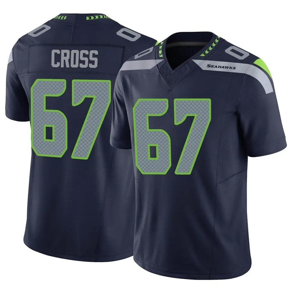 Ndoa S.Seahawks #67 Charles Cross Player Navy Limited Vapor F.U.S.E. Home Game Stitched Jerseys
