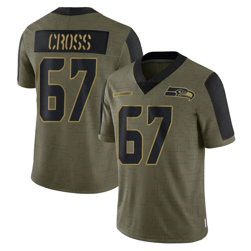 Ndoa S.Seahawks #67 Charles Cross Player Olive Salute To Service Limited Game Stitched Jerseys