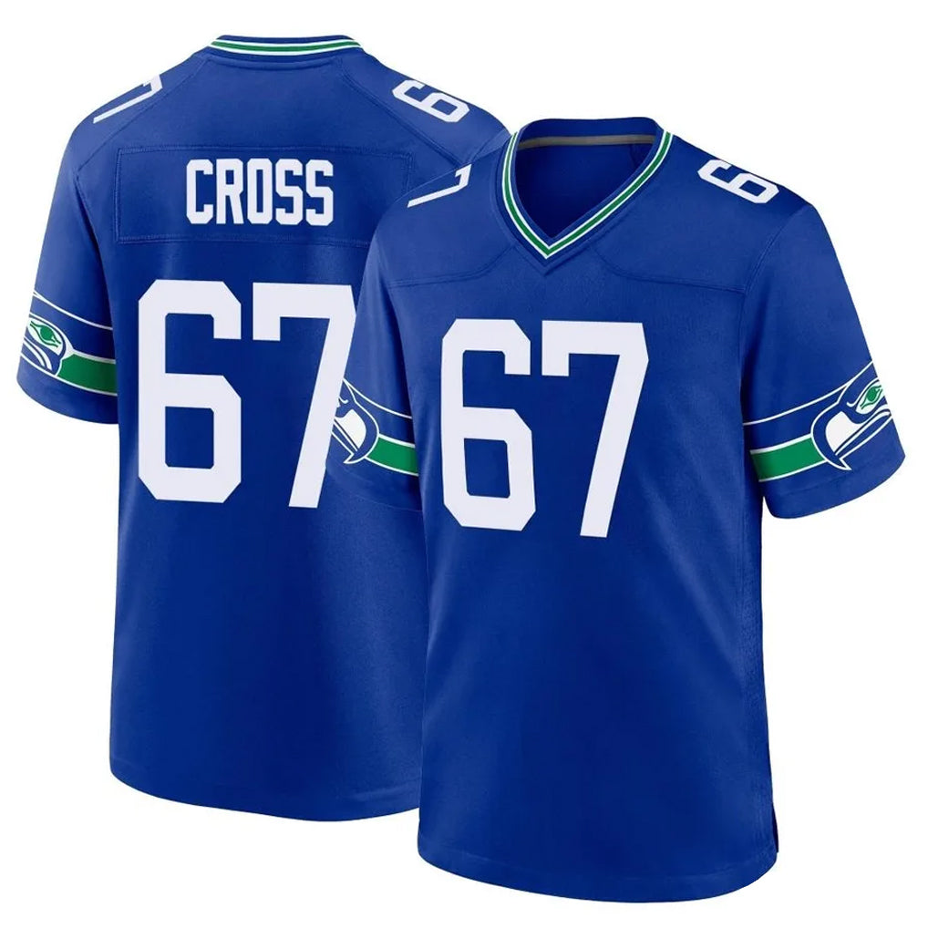 Ndoa S.Seahawks #67 Charles Cross Player Royal Throwback Home Game Stitched Jerseys