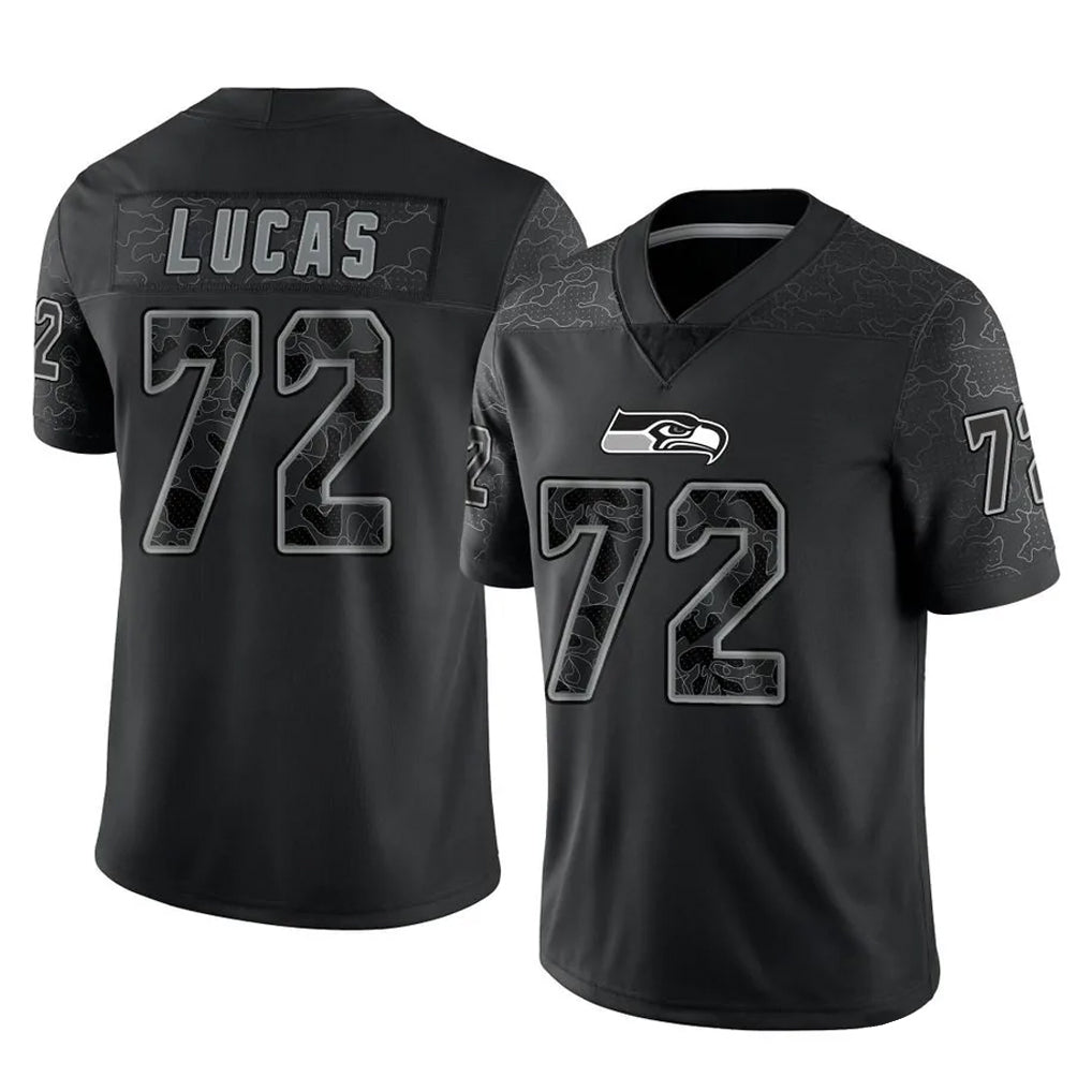 Ndoa S.Seahawks #72 Abraham Lucas Player Black Limited Reflective Home Game Stitched Jerseys