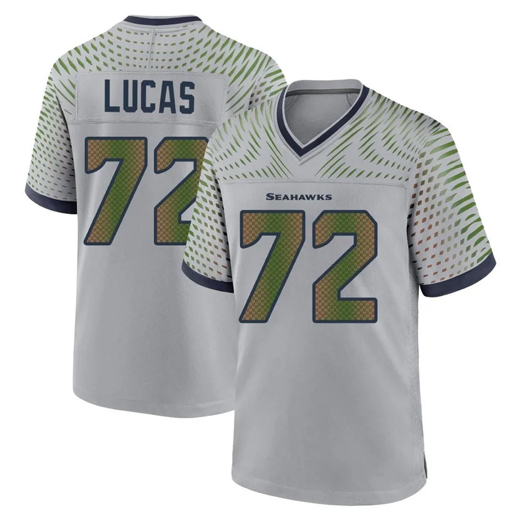 Ndoa S.Seahawks #72 Abraham Lucas Player Grey 2025 Rivalries Collection Home Game Stitched Jerseys