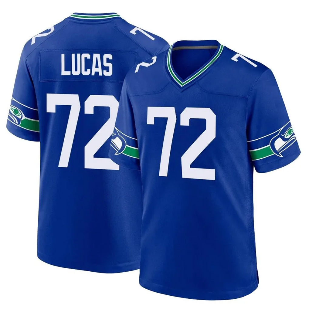 Ndoa S.Seahawks #72 Abraham Lucas Player Royal Throwback Home Game Stitched Jerseys