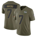 Ndoa S.Seahawks #7 Uchenna Nwosu Player Olive 2025 Salute To Service Limited Home Game Stitched Jerseys