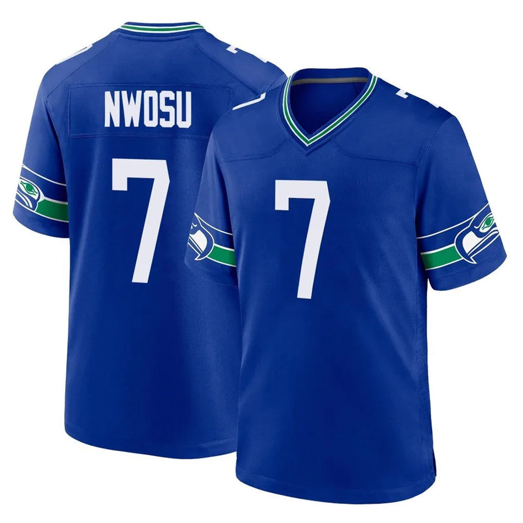 Ndoa S.Seahawks #7 Uchenna Nwosu Player Royal Throwback Home Game Stitched Jerseys