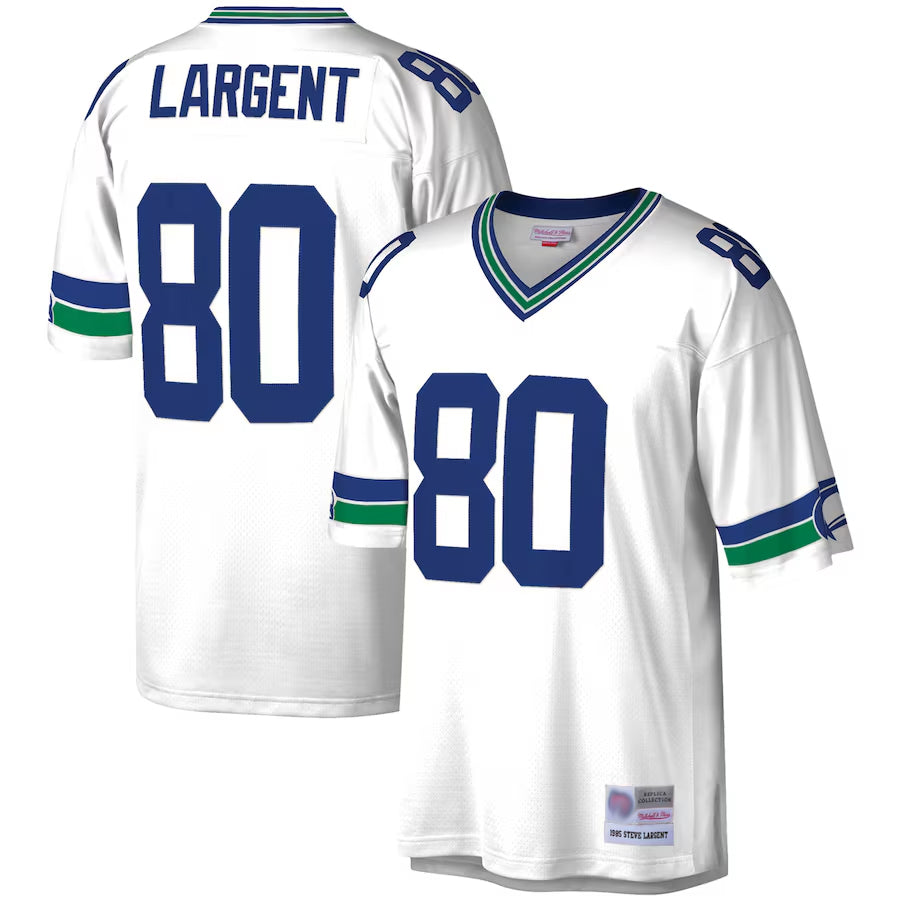 Ndoa S.Seahawks #80 Steve Largent Player Mitchell & Ness White Legacy Replica Stitched Jerseys