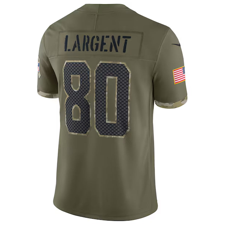Ndoa S.Seahawks #80 Steve Largent Player Salute to Service Olive Stitched Jerseys