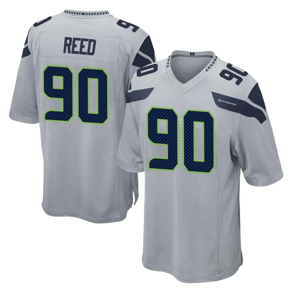 Ndoa S.Seahawks #90 Jarran Reed Player Gray Home Game Stitched Jerseys