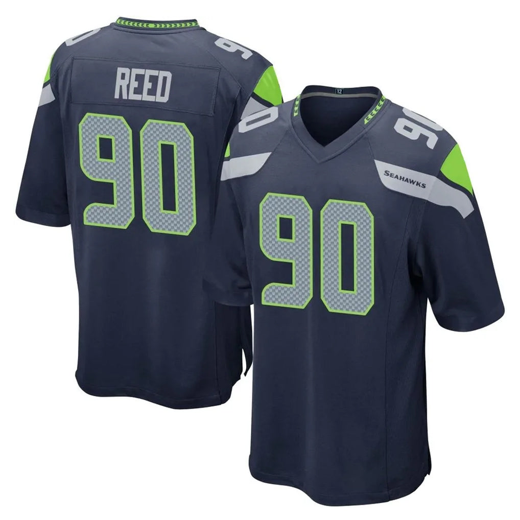 Ndoa S.Seahawks #90 Jarran Reed Player Navy Home Game Stitched Jerseys