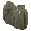 Ndoa S.Seahawks #90 Jarran Reed Player Olive Salute to Service Pullover Hoodies Limited Stitched Jerseys