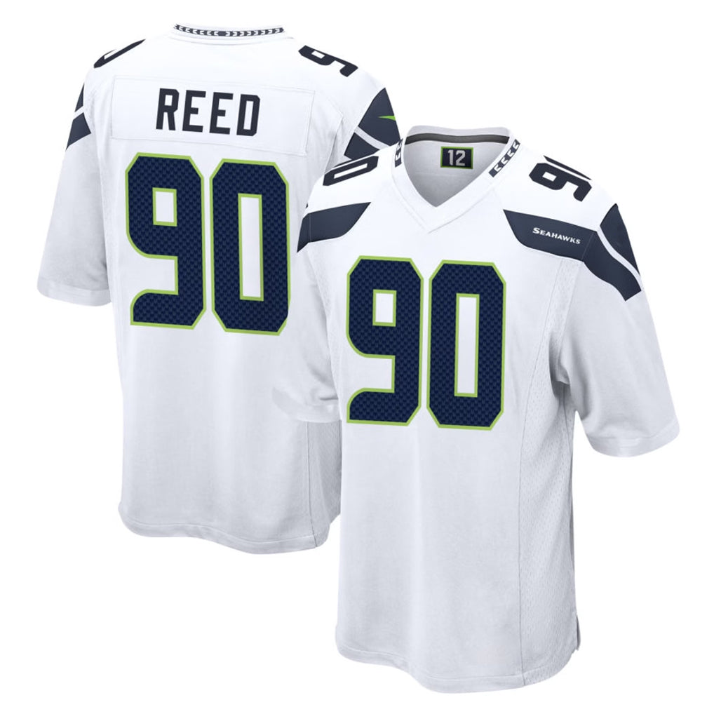 Ndoa S.Seahawks #90 Jarran Reed Player White Home Game Stitched Jerseys
