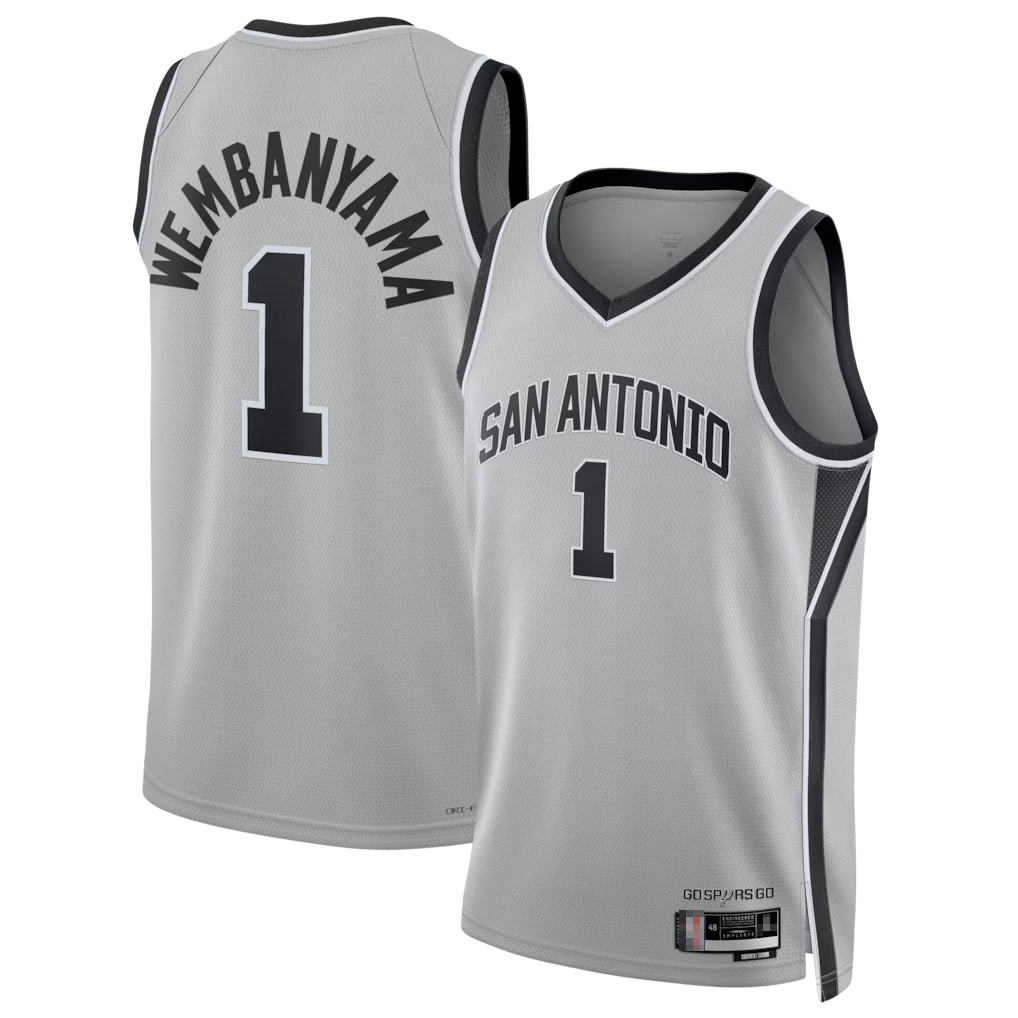 Ndoa SA.Spurs #1 Victor Wembanyama Silver Swingman Jerseys - Statement Edition