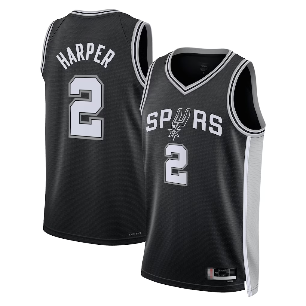 Ndoa SA.Spurs #2Dylan Harper Black 2025 NBA Draft First Round Pick Swingman Jerseys - Icon Edition