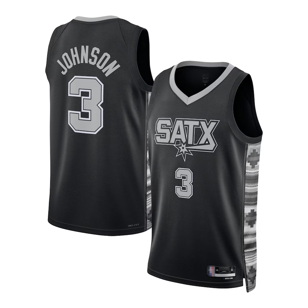 Ndoa SA.Spurs #3 Keldon Johnson Black Swingman Jerseys - Statement Edition