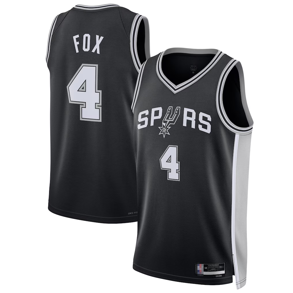 Ndoa SA.Spurs #4 De'Aaron Fox Black Swingman Player Jerseys - Icon Edition