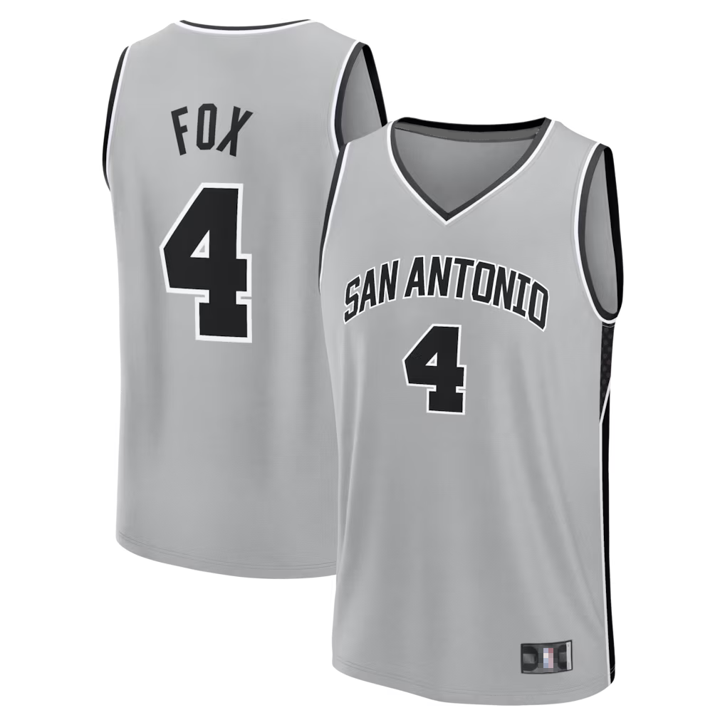 Ndoa SA.Spurs #4 De'Aaron Fox Fanatics Silver Fast Break Jerseys - Statement Edition