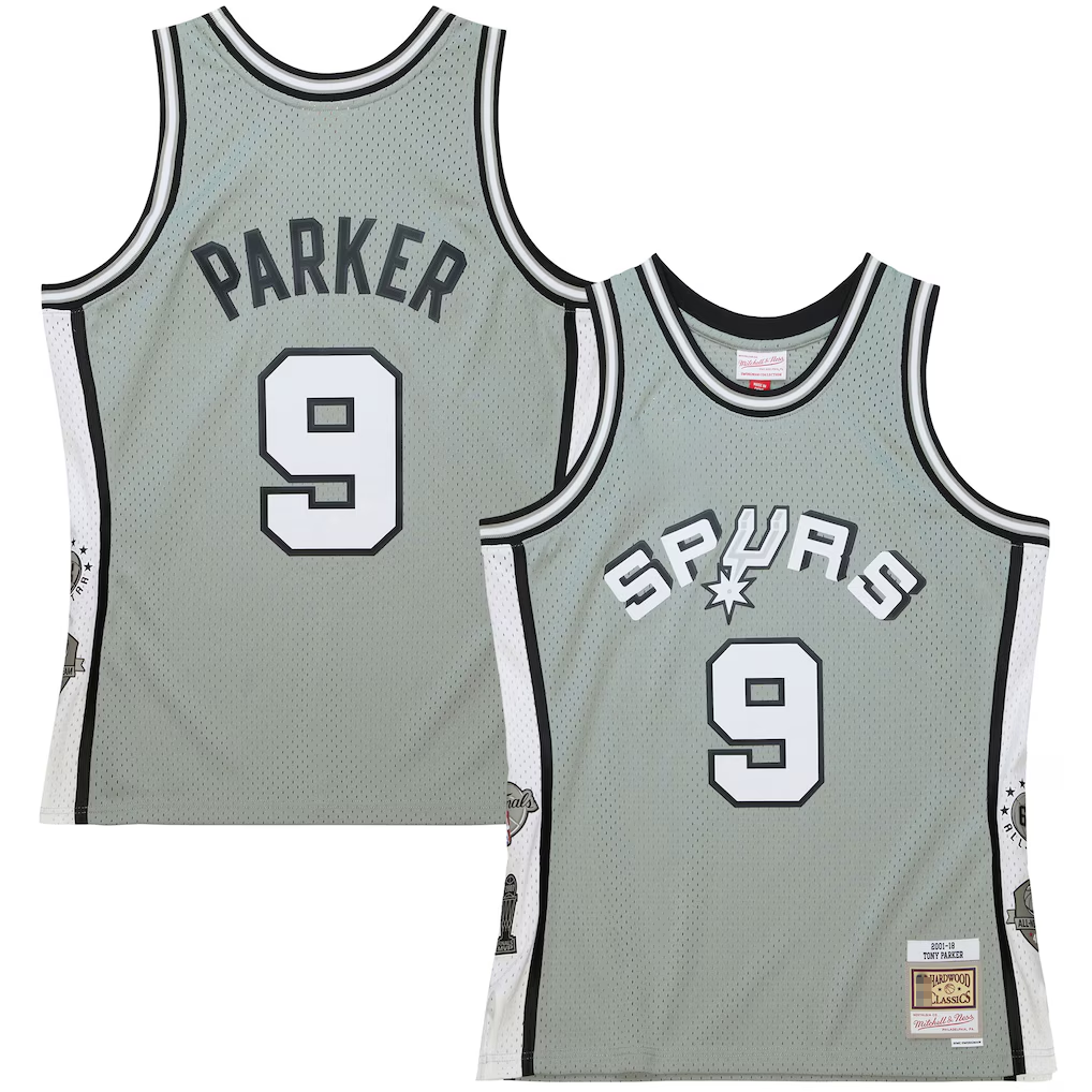 Ndoa SA.Spurs #9 Tony Parker Mitchell & Ness Gray Hall of Fame Class of 2023 Throwback Swingman Jerseys