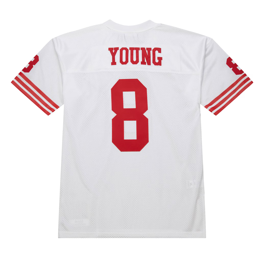 Ndoa SF.49ers 1994 #8 Steve Young Mitchell & Ness White Authentic Throwback Retired Player Stitched Puhic Jersey