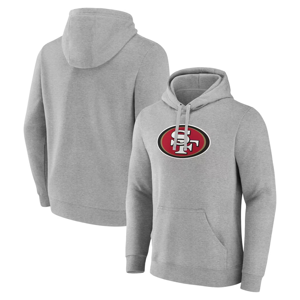 Ndoa SF.49ers Gray LOGO Pullover Hoodies Home Game Blank Player Stitched Jerseys