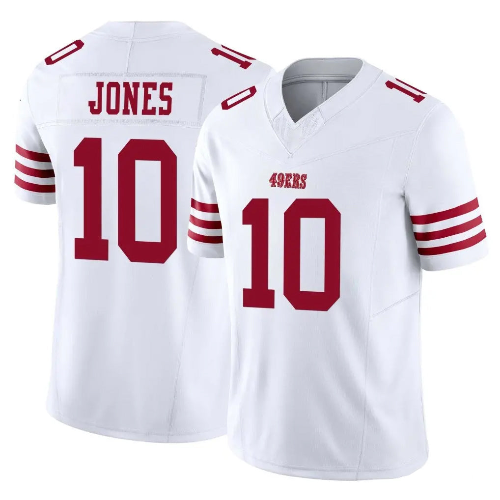 Ndoa SF.49ers #10 Mac Jones Player White Limited Vapor F.U.S.E. Home Game Stitched Jerseys
