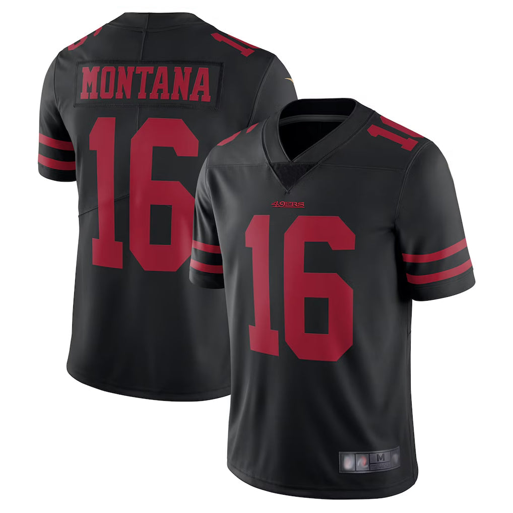 Ndoa SF.49ers #16 Joe Montana Player Black Vapor Untouchable Limited Throwback Stitched Jerseys