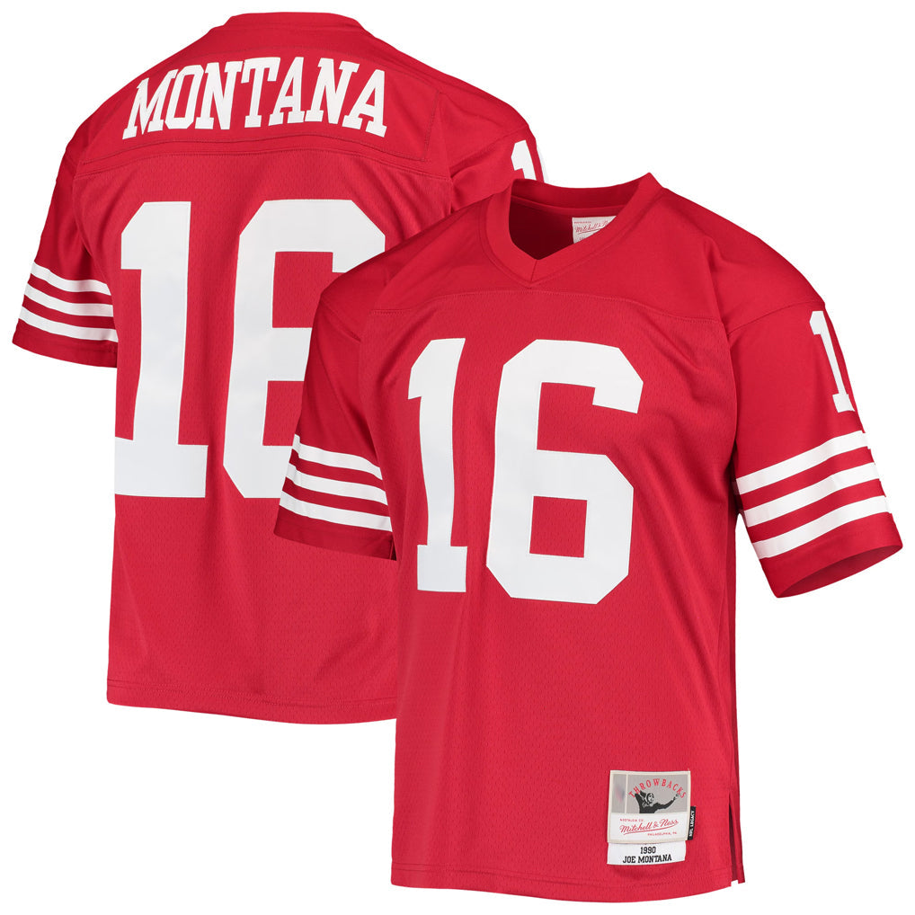 Ndoa SF.49ers #16 Joe Montana Player Mitchell & Ness Legacy Replica Scarlet Stitched Jerseys