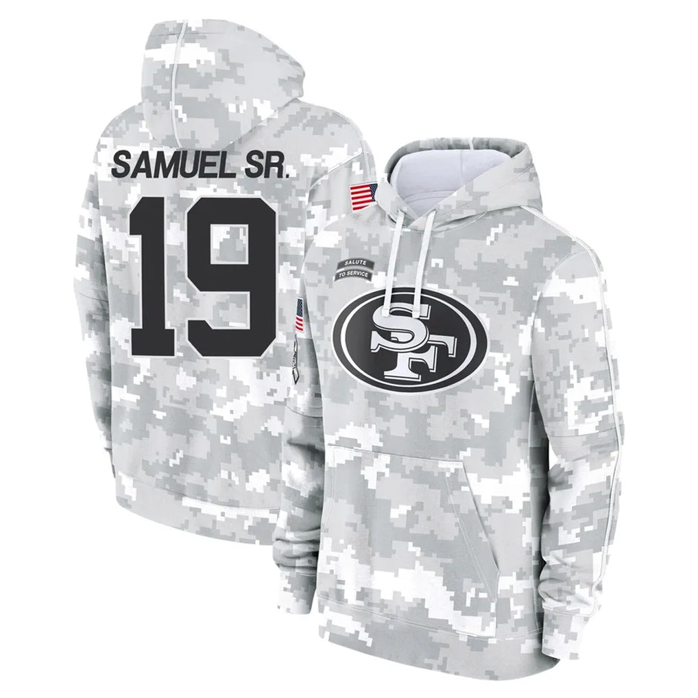 Ndoa SF.49ers #19 Deebo Samuel Sr. Player Arctic Camo Limited Salute to Service Pullover Hoodies Game Stitched Jerseys