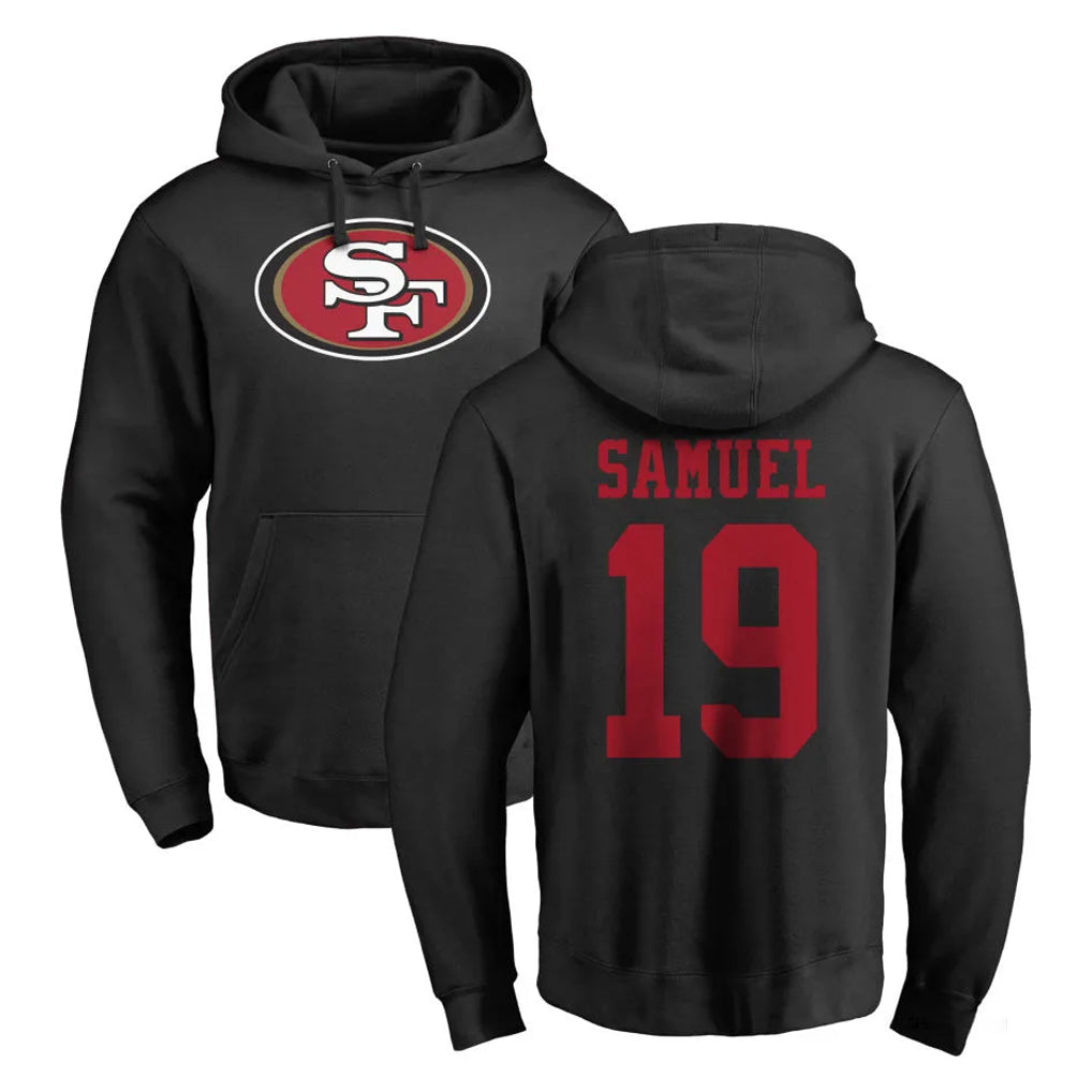 Ndoa SF.49ers #19 Deebo Samuel Sr. Player Black LOGO Pullover Hoodies Home Game Stitched Jerseys