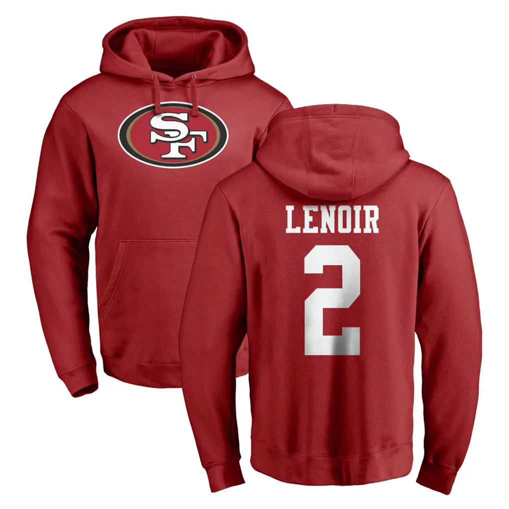 Ndoa SF.49ers #2 Deommodore Lenoir Player Red LOGO Pullover Hoodies Home Game Stitched Jerseys