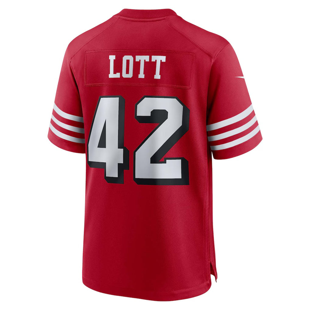 Ndoa SF.49ers #42 Ronnie Lott Scarlet Retired Player Alternate Game Stitched Jerseys