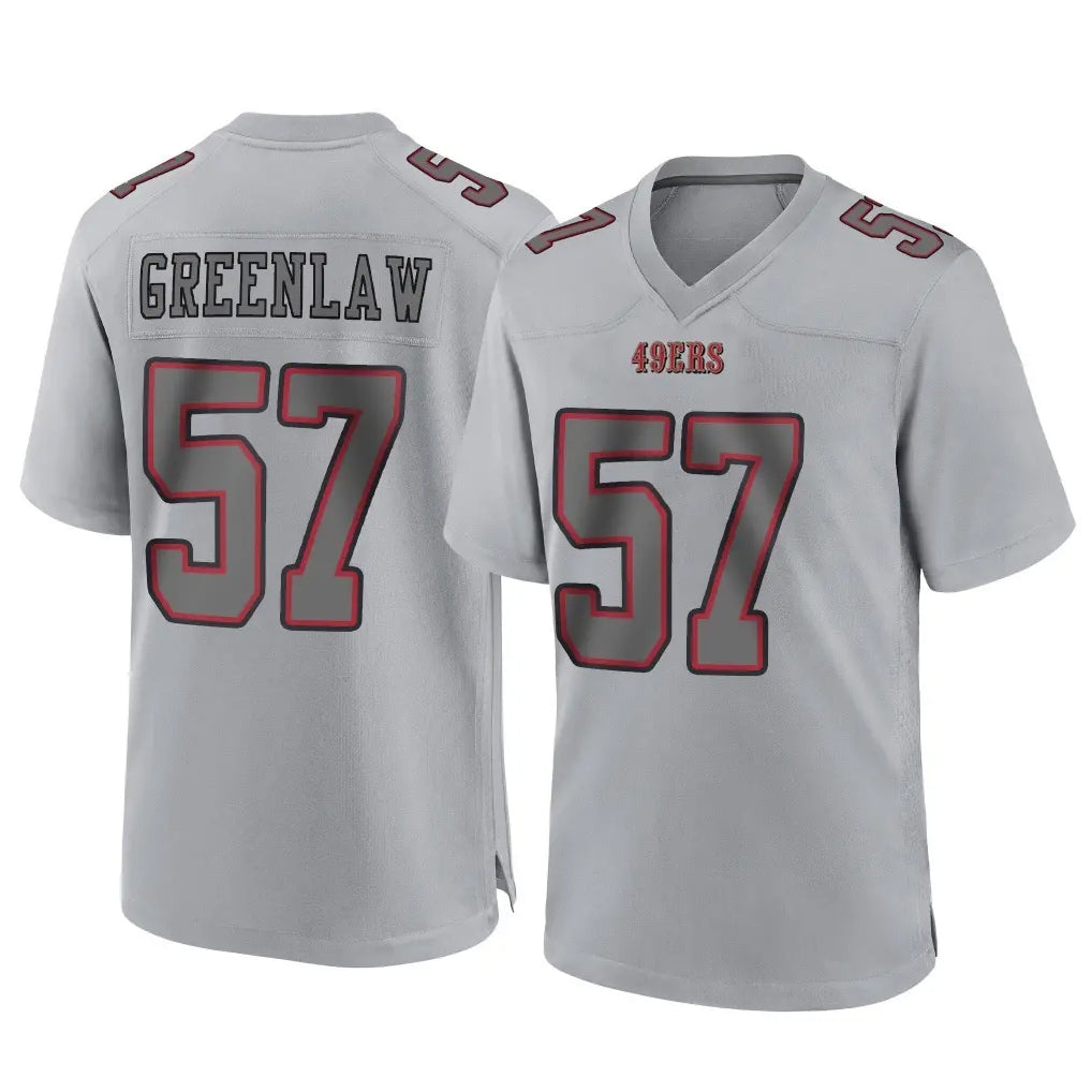 Ndoa SF.49ers #57 Dre Greenlaw Player Gray Atmosphere Fashion Home Game Stitched Jerseys